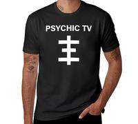TUCVNDAT Psychic TV T-Shirt Short t-Shirt Top Tops Vintage Clothes t Shirts for Men Black L