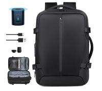 TUCVZVO Sac à Dos sous Vide de Voyage 50L Vacpack Extensible Résistant à l'eau avec Compression sous Vide avec Pompe et Anti-vol Voyage Cabine Bag 45x30x22(+8) CM,Noir