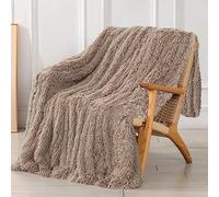 Tuddrom Couverture décorative en fausse fourrure, extra douce et réversible à poils longs, en microfibre pelucheuse et confortable, pour canapé, sofa et lit, 203,2 x 228,6 cm, kaki