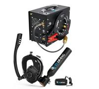 TUDIVING - Ensemble de Bouteilles de plongée sous-Marine de 0,5 L, Mini Bouteille d'oxygène avec compresseur, kit de plongée Portable de Voyage (S200Plus Black-A4)