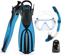 TUDIVING Équipement de plongée libre, Masque anti-buée, Tuba entièrement sec, Bleu, L/XL
