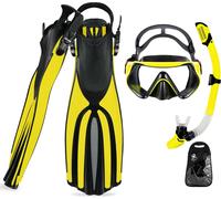 TUDIVING Équipement de plongée libre, Masque anti-buée, Tuba entièrement sec, Jaune, L/XL