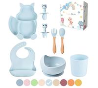 TudoBem Coffret Repas Bebe Accessoire[8 Pièces], Set Vaisselle Bebe 1er age, Assiette Bebe, Bol Ventouse pour Bébé, Cadeau Bebe Garcon, Vaisselle Enfant Complete, Bôite Cadeau Prête à Offrir,Bleu Ciel