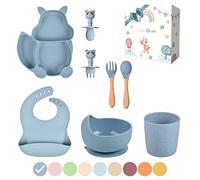 TudoBem Coffret Repas Bebe Accessoire [8 Pièces], Set Vaisselle Bebe 1er age, Assiette Bebe, Bol Ventouse pour Bébé, Cadeau Bebe Garcon, Vaisselle Enfant Complete, Cadeau Enfant Naissance Bapteme