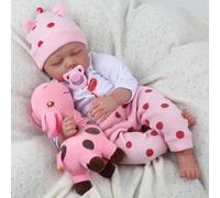 Tudofttg Poupée Reborn fille endormie - 55 cm - Réaliste - Fabriquée à la main - En vinyle de silicone - Avec corps en coton doux - Poupée réaliste pour nouveau-né