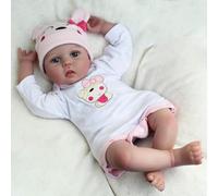 Tudofttg Poupée Reborn Garçon 48 cm Costume d'ours Vinyle Nouveau-né Bébé avec Corps en Vinyle Doux Real Life Baby Dolls avec Accessoires de Jouet Fermer Les Yeux