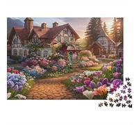 Tudor Cottage Garden Puzzle 1000 Pièces Cadeau Unique Jeu Éducatif Challenge Toy À De Qualité Supérieure Peinture Art pour Adultes Et Enfants 52x38cm/1000pcs