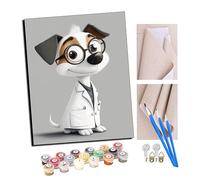 TUDOUTU peinture par numero adulte Cadeau de Peinture à l'huile de Bricolage numérique Chiot mignon de dessin animé pour Adultes Peindre par Nombre Kits Home Decor 16 * 20 Pouces Avec cadre