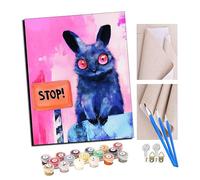 TUDOUTU peinture par numero adulte Cadeau de Peinture à l'huile de Bricolage numérique Dessin animé de lapin noir pour Adultes Peindre par Nombre Kits Home Decor 16 * 20 Pouces Avec cadre