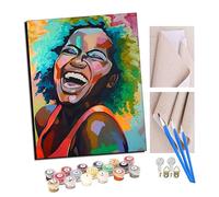 TUDOUTU peinture par numero adulte Cadeau de Peinture à l'huile de Bricolage numérique Femme africaine qui rit pour Adultes Peindre par Nombre Kits Home Decor 16 * 20 Pouces Avec cadre