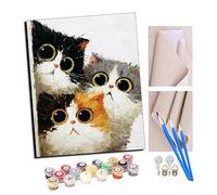 TUDOUTU peinture par numero adulte Cadeau de Peinture à l'huile de Bricolage numérique Trois chatons qui regardent pour Adultes Peindre par Nombre Kits Home Decor 16 * 20 Pouces Avec cadre