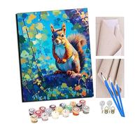 TUDOUTU Peinture par numéro Kit pour Adultes Écureuil de forêt coloré Peint Cadeau de Peinture à l'huile de Bricolage avec Brosses et peintures acryliques Home Decor 16 x 20 Pouces Avec cadre