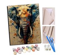 TUDOUTU Peinture par numéros Kits Art pour adultes avec pinceaux et acrylique Pigment Diy Peinture numérique pour adultes sur toile Débutant- Ombre d'éléphant colorée 16 * 20 pouces Avec cadre
