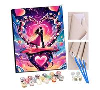 TUDOUTU Peinture par numéros Kits Art pour adultes avec pinceaux et acrylique Pigment Diy Peinture numérique pour adultes sur toile Débutant- L'amour florissant 16 * 20 pouces Avec cadre
