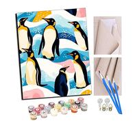 TUDOUTU Peinture par numéros Kits Art pour adultes avec pinceaux et acrylique Pigment Diy Peinture numérique pour adultes sur toile Débutant- L'amour des pingouins de la mer des glaces 16 * 20 pouces