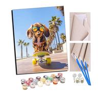 TUDOUTU Peinture par numéros Kits pour Adultes Chien cool sur la plage Bricolage Peinture à l'huile numérique Toile Mur Art décoration de la Maison - 40x50 CM Avec cadre