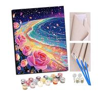 TUDOUTU Peinture par numéros Kits pour Adultes Côte des Étoiles et des Roses 1 Bricolage Peinture à l'huile numérique Toile Mur Art décoration de la Maison - 40x50 CM Avec cadre