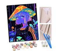 TUDOUTU Peinture par numéros Kits pour Adultes Fille champignon fluorescente Bricolage Peinture à l'huile numérique Toile Mur Art décoration de la Maison - 40x50 CM Avec cadre