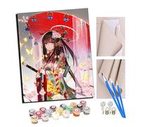 TUDOUTU Peinture par numéros Kits pour Adultes Fille japonaise animée en kimono geisha (5) Bricolage Peinture à l'huile numérique Toile Mur Art décoration de la Maison - 40x50 CM Avec cadre