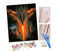 TUDOUTU Peinture par numéros Kits pour Adultes Le dragon de flamme brûle la ville Bricolage Peinture à l'huile numérique Toile Mur Art décoration de la Maison - 40x50 CM Avec cadre