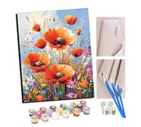 TUDOUTU Peinture par numéros Peindre par Nombre avec des 4 brosses Kits à Peinte Cadeau de Peinture à l'huile pour Adultes Fleurs colorées (7) 40x50cm Avec cadre