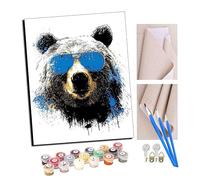 TUDOUTU Peinture par numéros Peindre par Nombre avec des 4 brosses Kits à Peinte Cadeau de Peinture à l'huile pour Adultes Encre d'ours cool 40x50cm Avec cadre