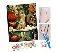 TUDOUTU Peinture par numéros Peindre par Nombre avec des 4 brosses Kits à Peinte Cadeau de Peinture à l'huile pour Adultes Le langage des fleurs de l'ombre du léopard 40x50cm Avec cadre
