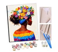 TUDOUTU Peinture par numéros Peindre par Nombre avec des 4 brosses Kits à Peinte Cadeau de Peinture à l'huile pour Adultes La beauté de la couronne de fleurs 40x50cm Avec cadre