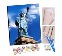 TUDOUTU Peinture par numéros Peindre par Nombre avec des 4 brosses Kits à Peinte Cadeau de Peinture à l'huile pour Adultes Statue de la Liberté américaine vintage 40x50cm Avec cadre