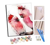 TUDOUTU Peinture par numéros Peindre par Nombre avec des 4 brosses Kits à Peinte Cadeau de Peinture à l'huile pour Adultes Perroquet rose animal 40x50cm Avec cadre