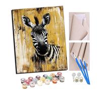 TUDOUTU Peinture par numéros Peindre par Nombre avec des 4 brosses Kits à Peinte Cadeau de Peinture à l'huile pour Adultes Regard de zèbre 40x50cm Avec cadre