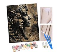 TUDOUTU Peinture par numéros Peindre par Nombre avec des 4 brosses Kits à Peinte Cadeau de Peinture à l'huile pour Adultes Pharaon égyptien noir et or et Cléopâtre (21) 40x50cm Avec cadre