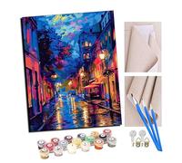 TUDOUTU Peinture par numéros Peindre par Nombre avec des 4 brosses Kits à Peinte Cadeau de Peinture à l'huile pour Adultes Rue nocturne géométrique abstraite (3) 40x50cm Avec cadre