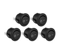TuDu I/O on/off Tiny Self Appuyez sur les boutons à verrouillage Interrupteur à bascule à bascule rond pour voiture auto Bateau Noir 5 pcs