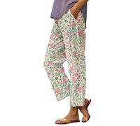 TUDUZ Casual Large Pockets Pantalons pour Femmes, Design Retro, imprimé Pantalon Casual léger jusqu'à la Cheville (Purple, M)