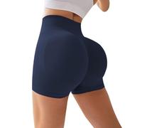TUDUZ Femmes Haute Taille Opaque Yoga Courir Shorts de Remise en Rides, Cul Levage, Gymnastique, sans Couture, sous Robe Anti-frottement (Navy, XL)