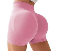 TUDUZ Femmes Haute Taille Opaque Yoga Courir Shorts de Remise en Rides, Cul Levage, Gymnastique, sans Couture, sous Robe Anti-frottement (Pink, S)
