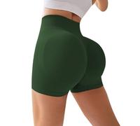 TUDUZ Femmes Haute Taille Opaque Yoga Courir Shorts de Remise en Rides, Cul Levage, Gymnastique, sans Couture, sous Robe Anti-frottement (Green, M)
