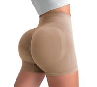 TUDUZ Femmes Haute Taille Opaque Yoga Courir Shorts de Remise en Rides, Cul Levage, Gymnastique, sans Couture, sous Robe Anti-frottement (Khaki, S)
