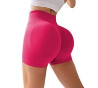 TUDUZ Femmes Haute Taille Opaque Yoga Courir Shorts de Remise en Rides, Cul Levage, Gymnastique, sans Couture, sous Robe Anti-frottement (Hot Pink, M)