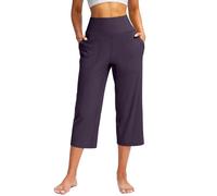 TUDUZ Pantalon de Yoga avec Poches pour Les Femmes, Leggings de Yoga de Taille Haute Extensibles et Confortables, Pantalon de Jambes Longues et Larges (Purple, XL)