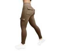 TUDUZ Pantalons de Remise en de vêtements de Travail Yoga serré Haute élasticité pour Les Femmes Qui courent (Brown, XXXL)