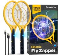 Tue-mouches électrique [Lot de 2] raquette à main pour intérieur et extérieur - Tueur à mouches 4000 volts - Tueur instantané d'insectes et moustiques avec lumière LED attirante - Zapper portable