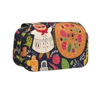 Tuehbsvo Chef Pizzadouble Trousse à crayons avec couvercle rabattable Grande trousse à crayons Organiseur de papeterie Trousse de maquillage pour garçons, filles, adolescents, étudiants, écoliers