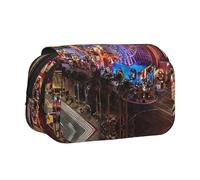 Tuehbsvo Las Vegas Night View Trousse à crayons double couche avec rabat sur le dessus Grande trousse à crayons Organiseur de papeterie Trousse de maquillage pour garçons, filles, adolescents