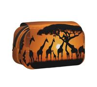 Tuehbsvo Trousse à crayons avec couvercle à rabat - Motif girafe d'Afrique majestueuse - Trousse de maquillage pour garçons, filles, adolescents, étudiants, écoliers, adultes et fournitures de bureau