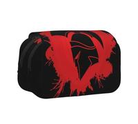 Tuehbsvo Trousse à crayons double couche Spartan Warrior avec rabat sur le dessus - Grande trousse à crayons - Organiseur de papeterie - Trousse de maquillage pour garçons, filles, adolescents