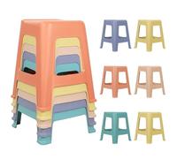 Tuelaly 10 pièces tabourets de mpilables, Tabouret en Plastique gigogne coloré 18,5" Hauteur, chaises Portables sans Dossier avec Bords arrondis pour Salle ole, Bureau, 10pcs