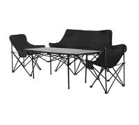 Tuelaly 4Pcs Folding Table Chair Set with 1 Sofa 2 Single Chairs 1 Table, Portable Lightweight Collapsible, for Outdoor, Camping Noir 120 cm