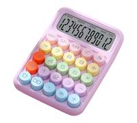 Tuelaly Calculatrice de bureau à 12 chiffres, calculatrice colorée avec grand écran LCD et grands boutons ronds, petite calculatrice standard électronique portable pour bureau, école, maison, violet